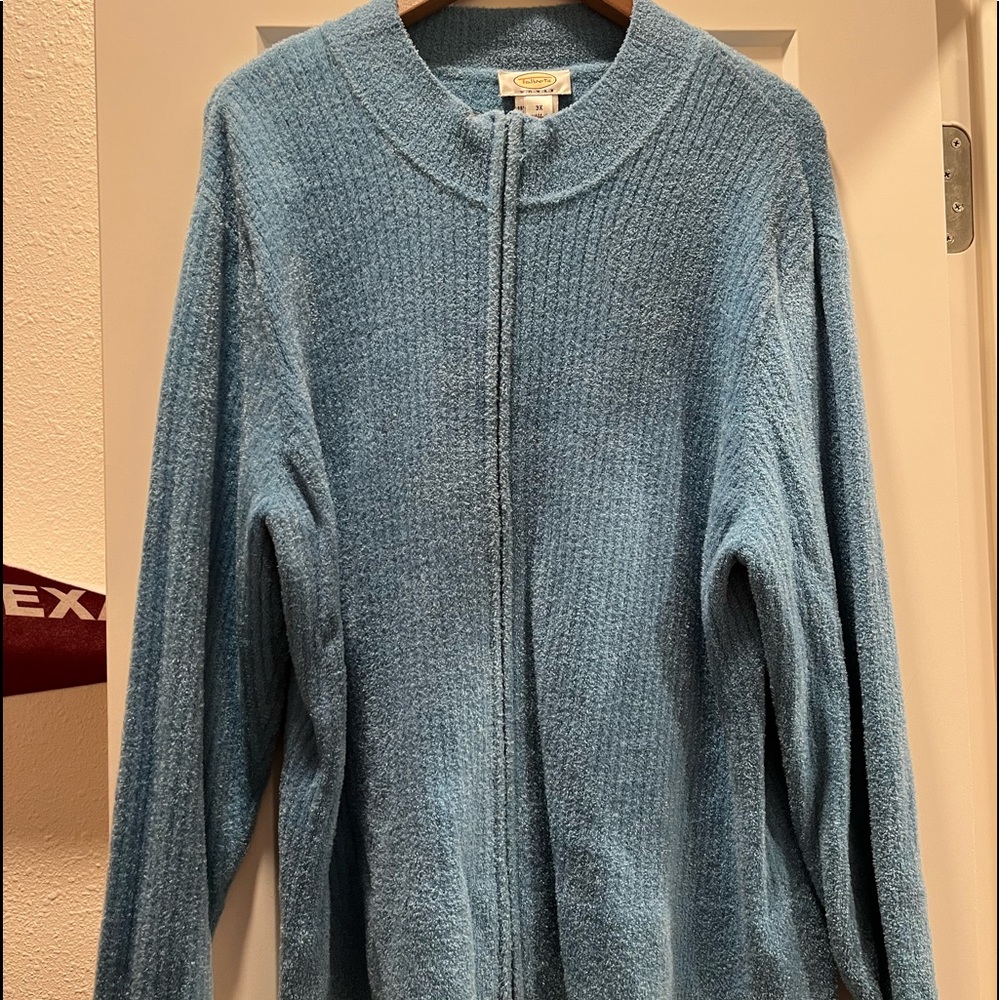 Talbots Plus Size Women ZIP Up Sweater Jacket Blue